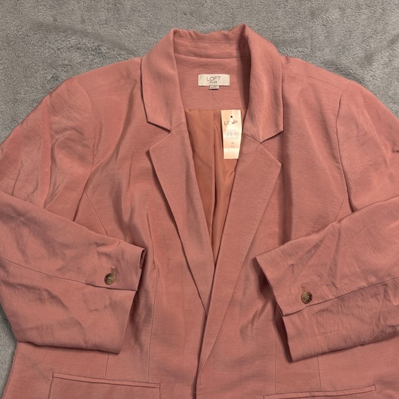 NWT LOFT PLUS Women's Salmon Blazer Jacket Size 16 BRAND NEW! 3/4 Sleeve - Picture 3 of 13